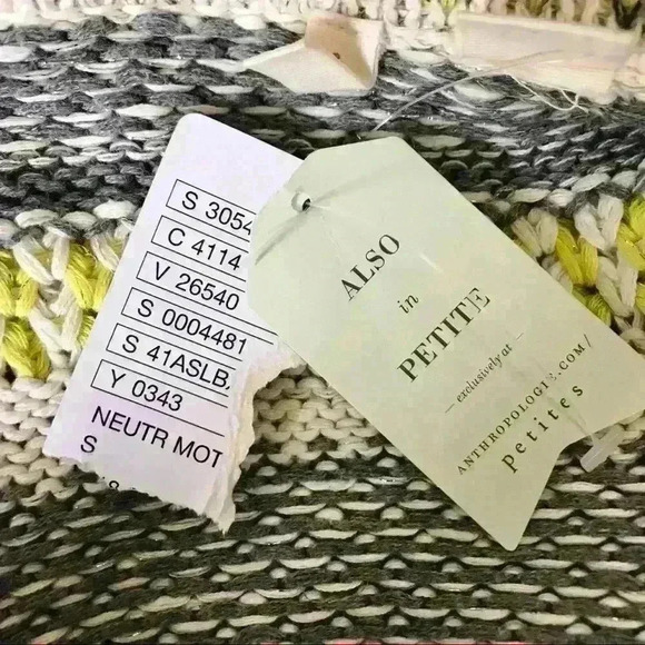 Anthropologie Moth Chaux Metallic Open Front Drape Cardigan Neutral - Picture 7 of 10